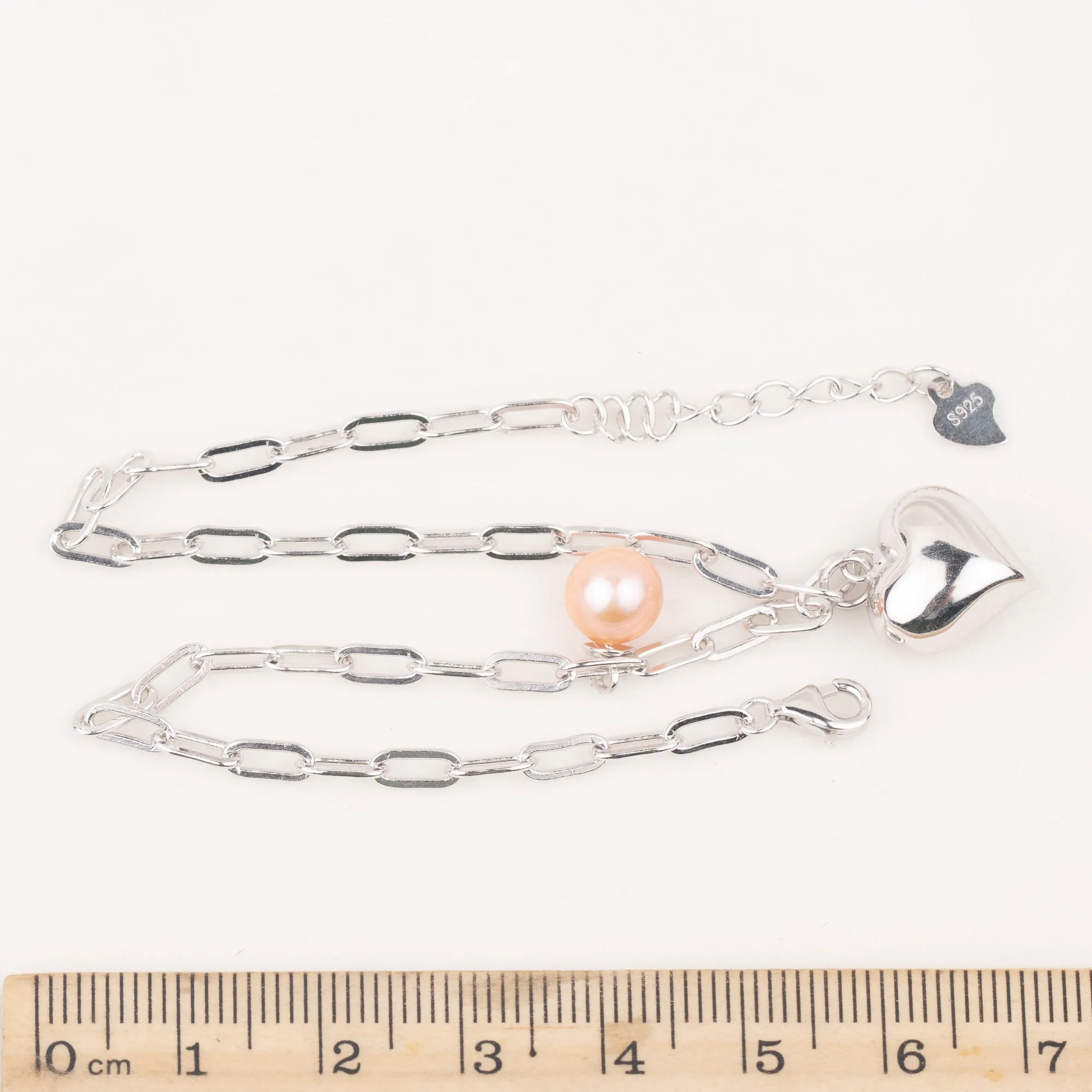 b020173  DIY 7-8mm Natural Freshwater pearl bracelet accessory 925 sterling silver adjustable chain bracelet for women