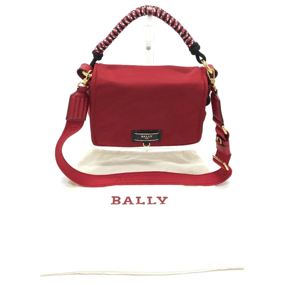 BALLY Handbag Nylon Red Handbag Women Used Authentic