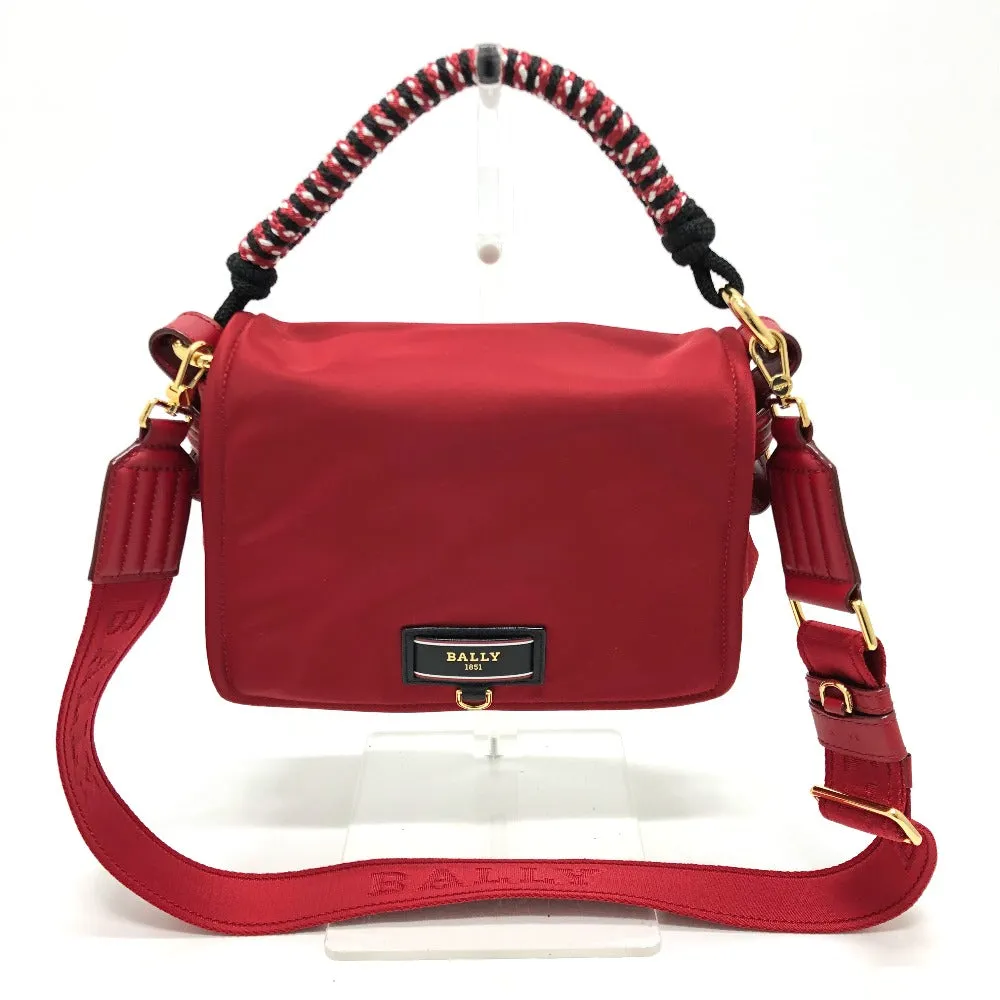 BALLY Handbag Nylon Red Handbag Women Used Authentic