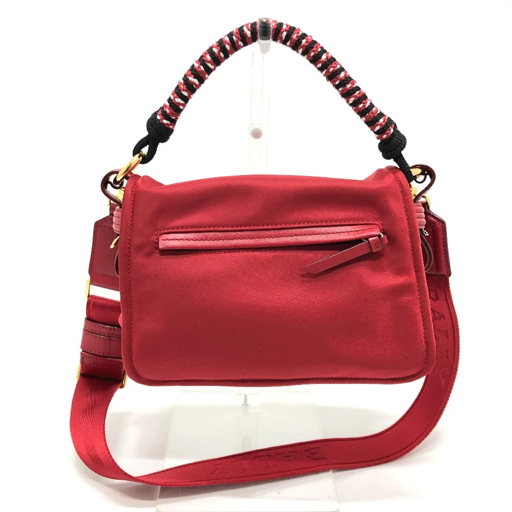 BALLY Handbag Nylon Red Handbag Women Used Authentic