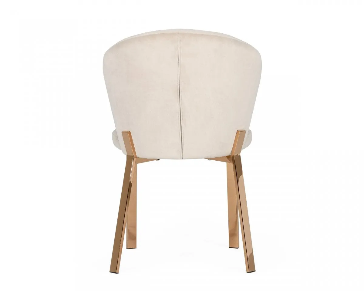 Beige Velvet Rosegold Dining Chair