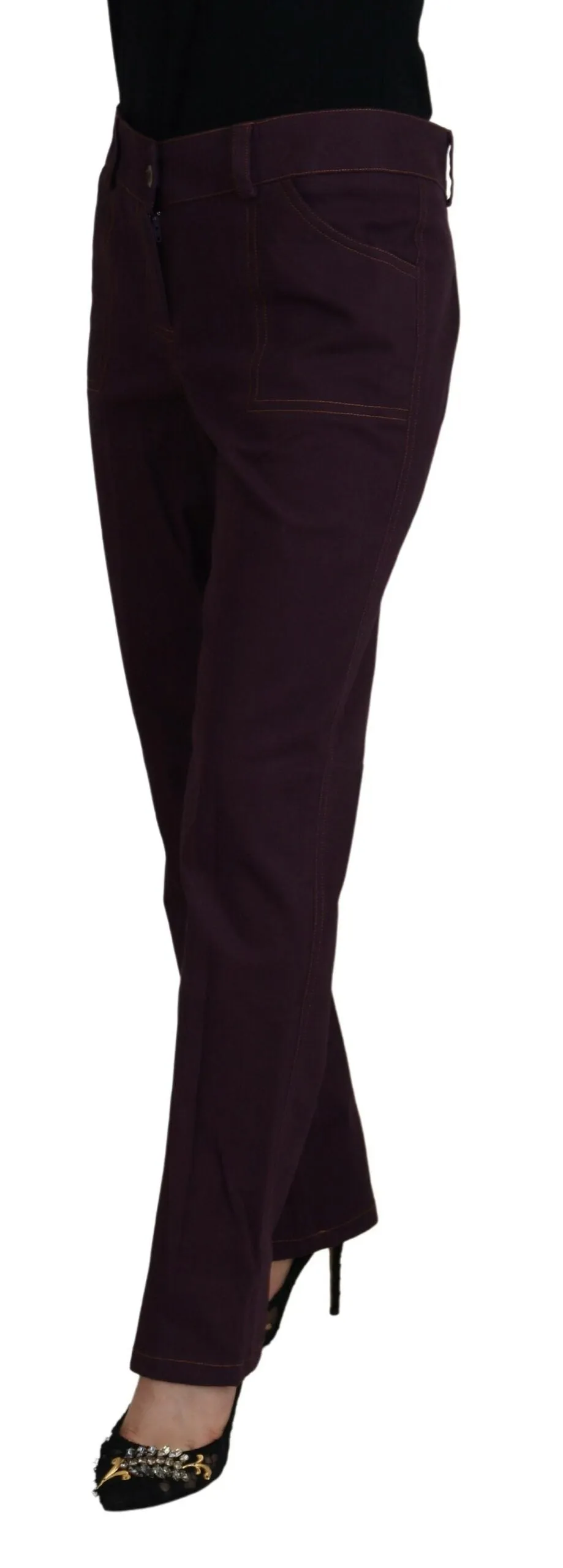 BENCIVENGA Elegant Tapered Purple Cotton Women's Pants