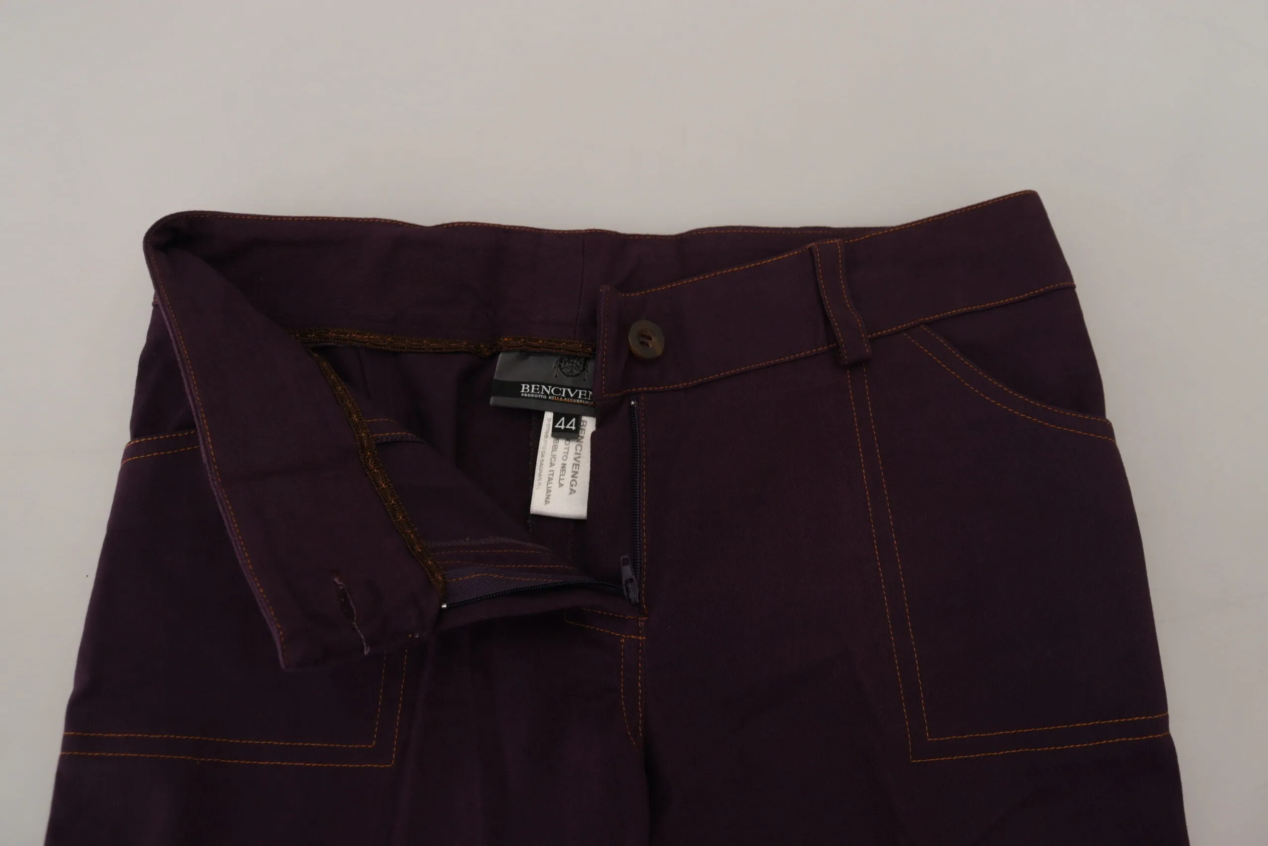 BENCIVENGA Elegant Tapered Purple Cotton Women's Pants