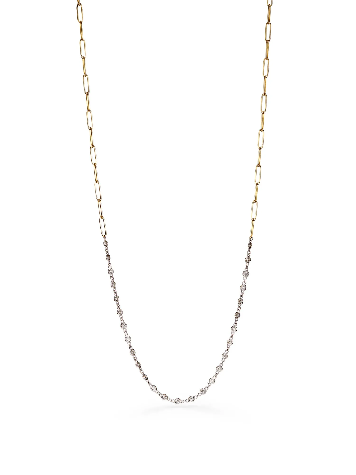 Bezel Diamond Gold Chain Necklace