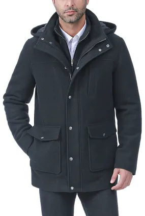 BGSD Men Kenneth Wool Blend Car Coat with Removable Bib