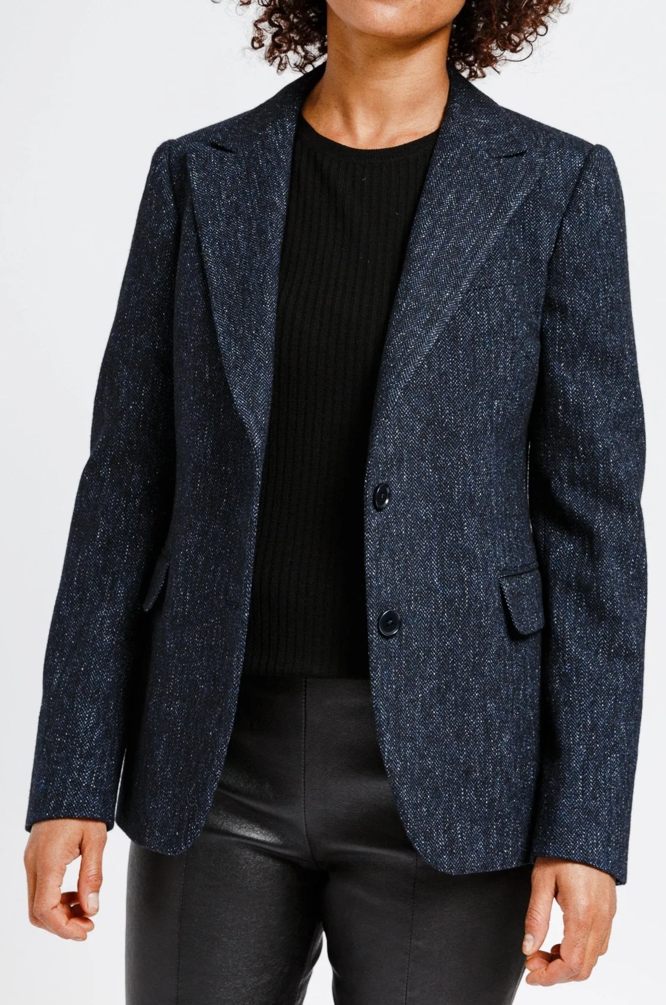 BIANCA BUTTON BLAZER IN ITALIAN WOVEN WOOL