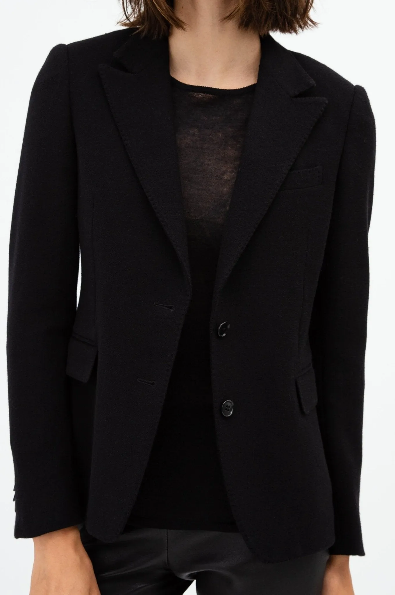 BIANCA BUTTON BLAZER IN ITALIAN WOVEN WOOL