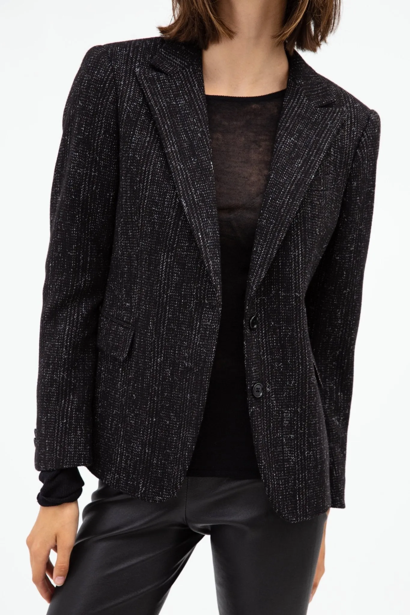 BIANCA BUTTON BLAZER IN ITALIAN WOVEN WOOL