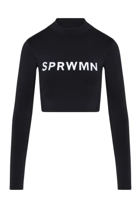 Black Front Logo Cropped Rashguard