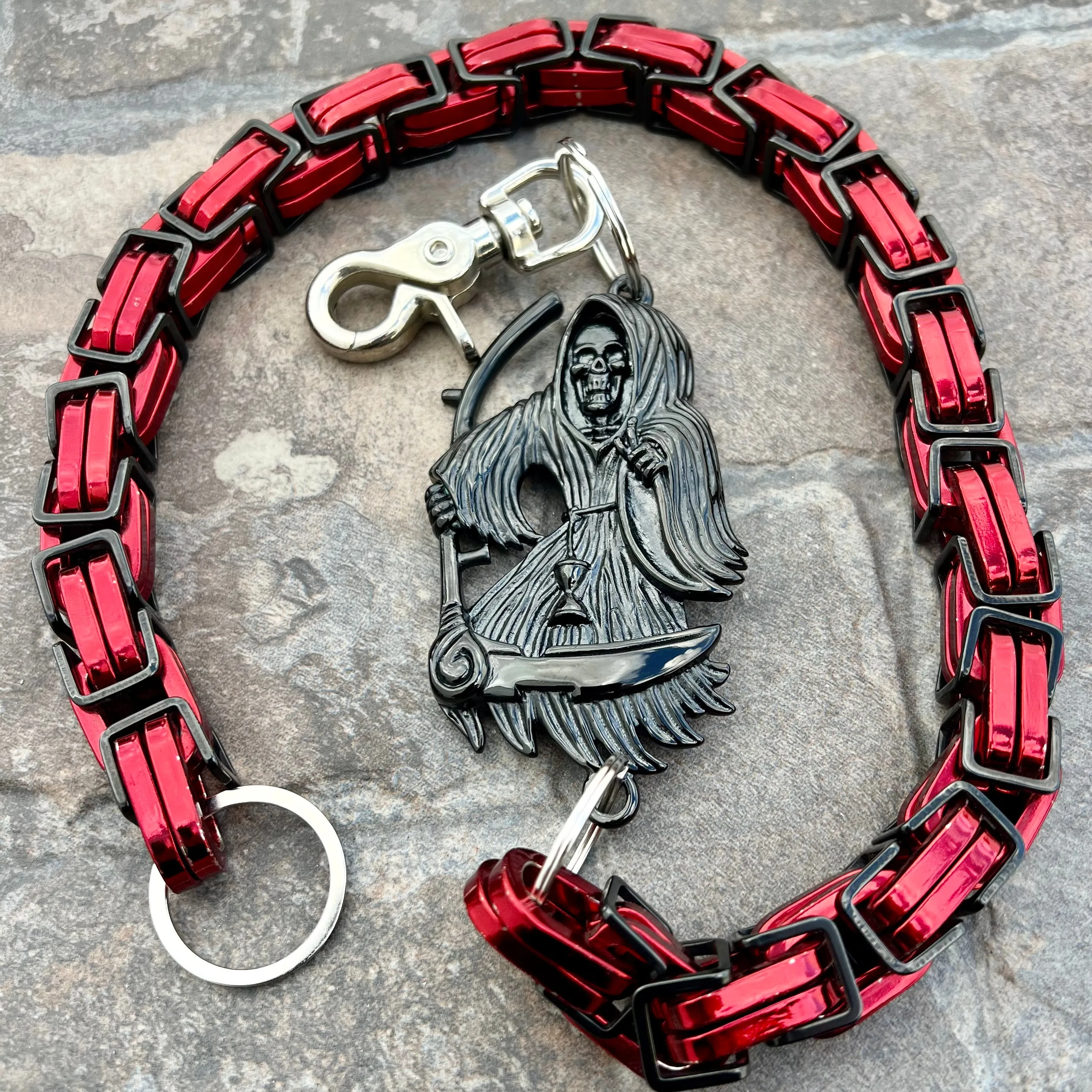 Black Grim Reaper Wallet Chain - Black & Red Daytona CVO - WC15CVO