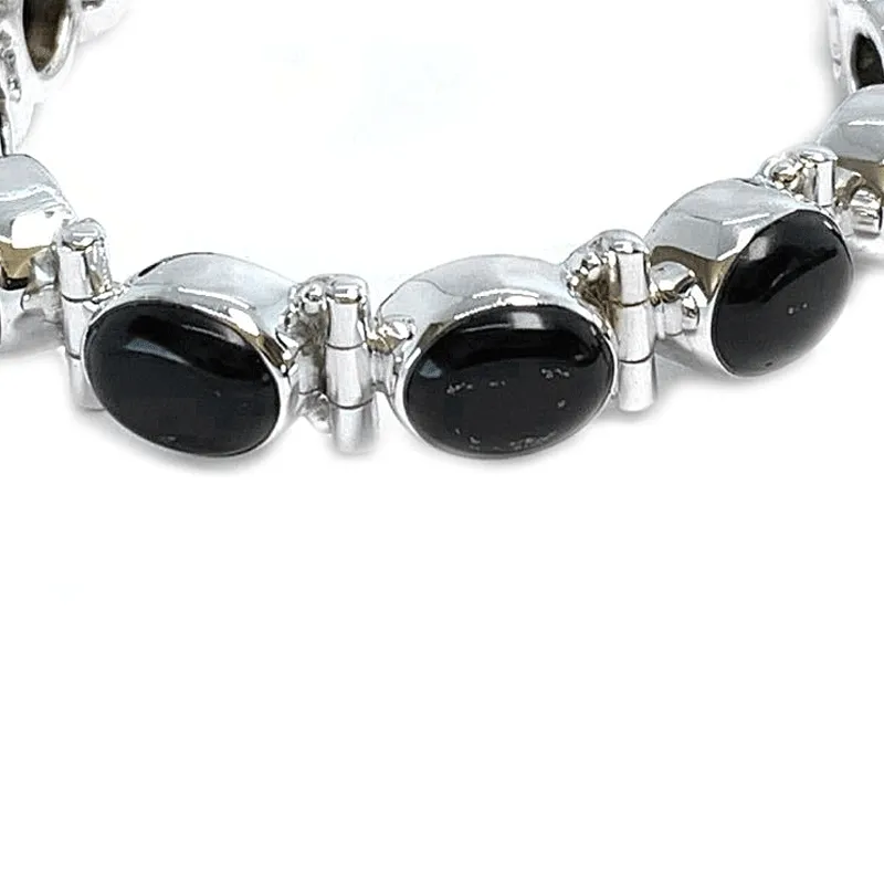 Black Onyx Gemstone Silver Bracelet