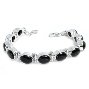 Black Onyx Gemstone Silver Bracelet