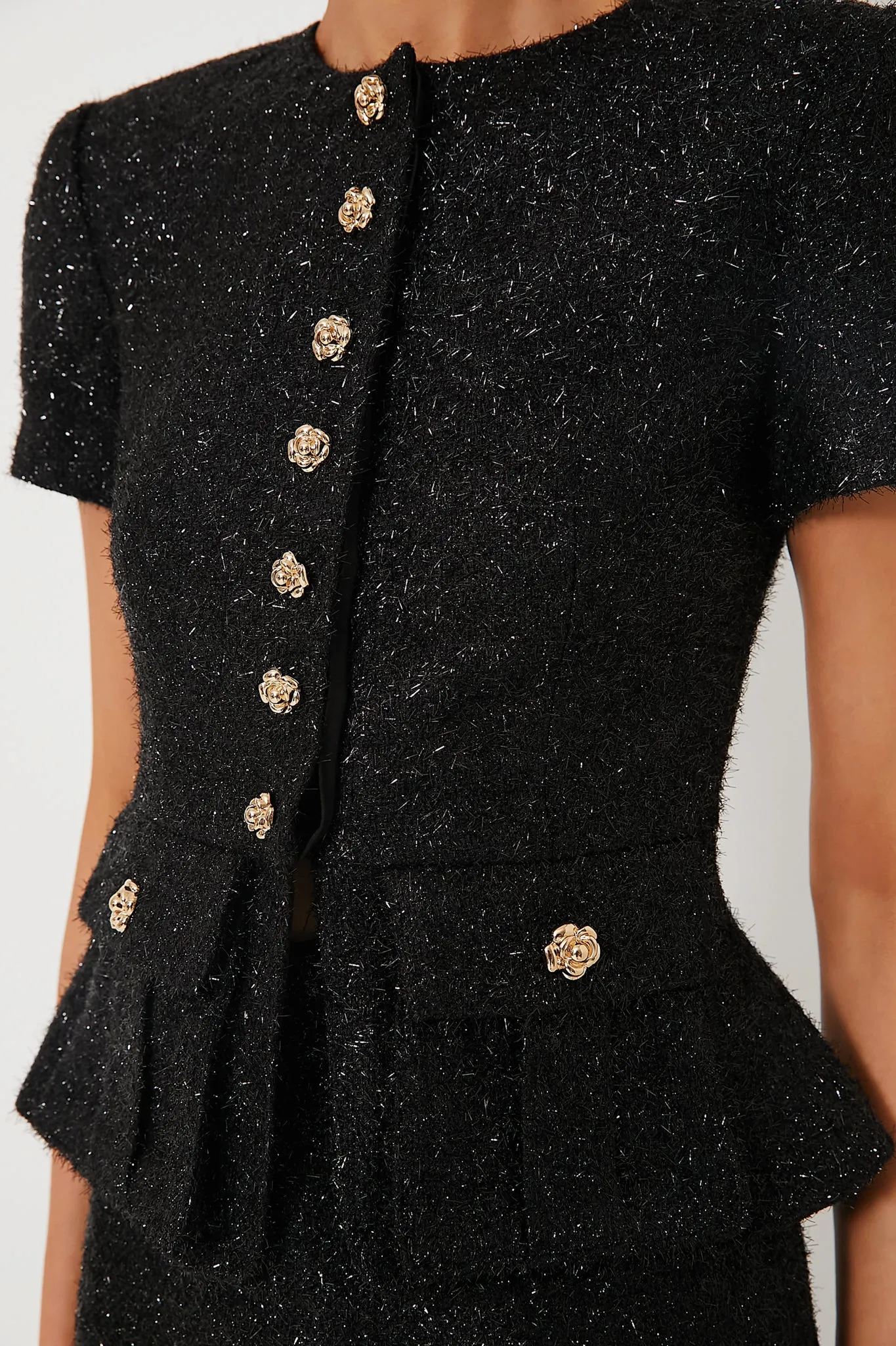 Black Tinsel Boucle Tailored Midi Dress