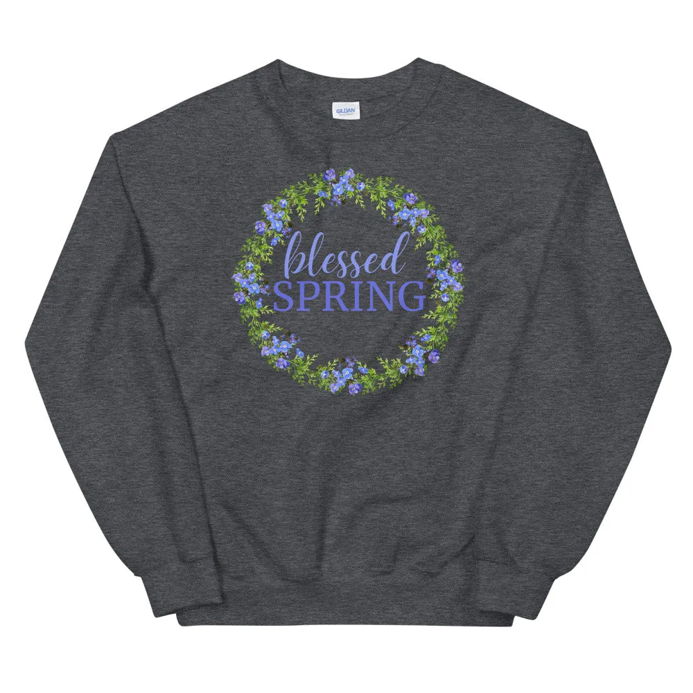 blessed SPRING Floral Wreath Sweatshirt