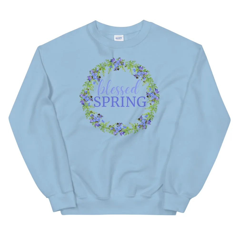 blessed SPRING Floral Wreath Sweatshirt