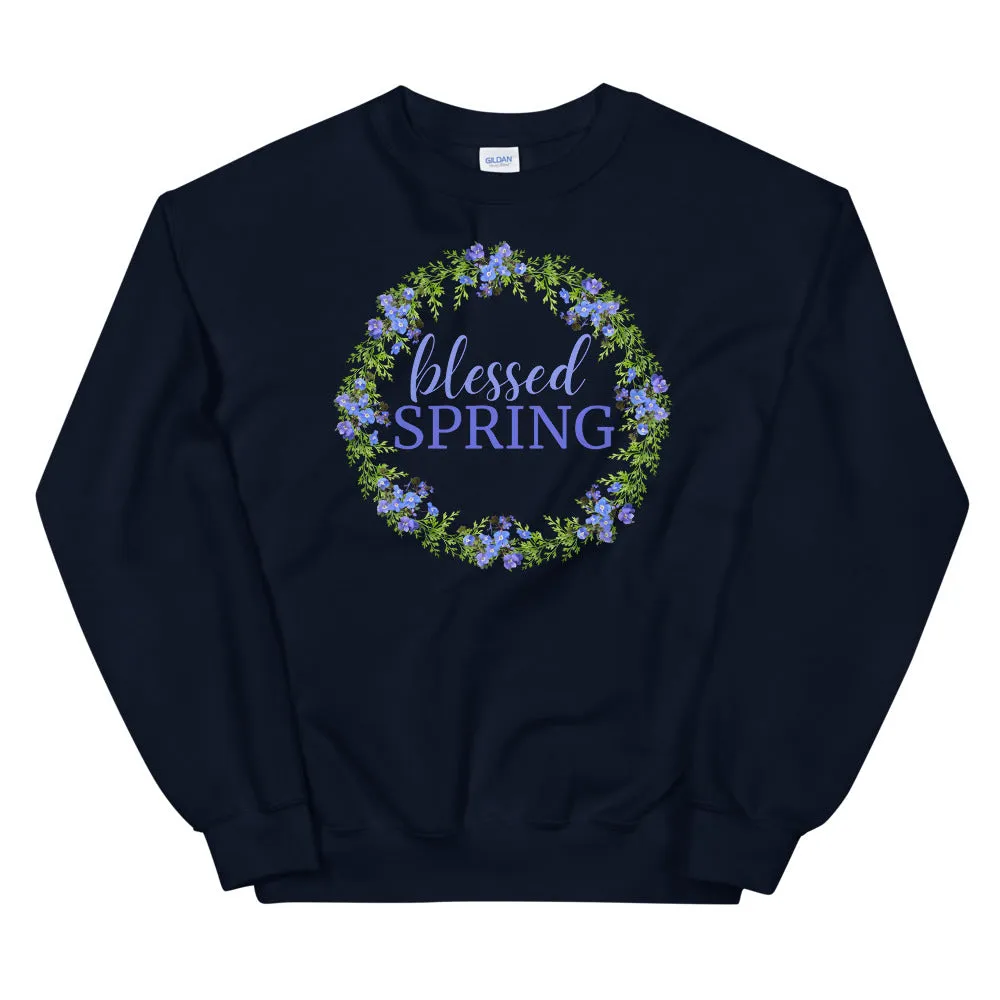 blessed SPRING Floral Wreath Sweatshirt