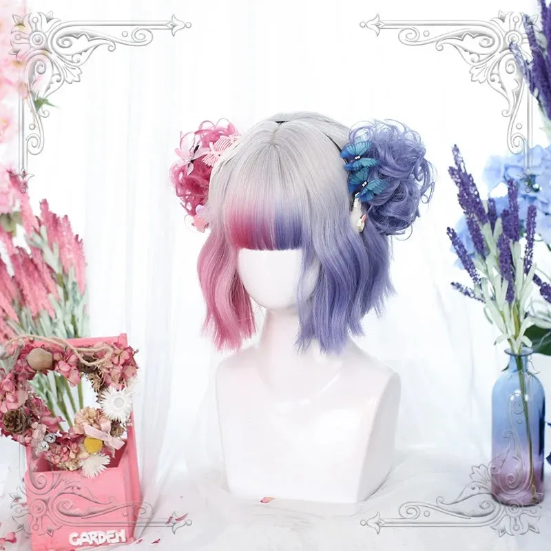 blue pink short wig KF81230