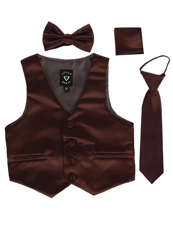 Boys Brown Satin Vest Set (3-6M to 14)