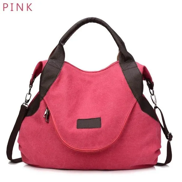 Brand Large Pocket Casual Tote Women's Handbag Shoulder Handbags Canvas Leather Capacity Bags For Women