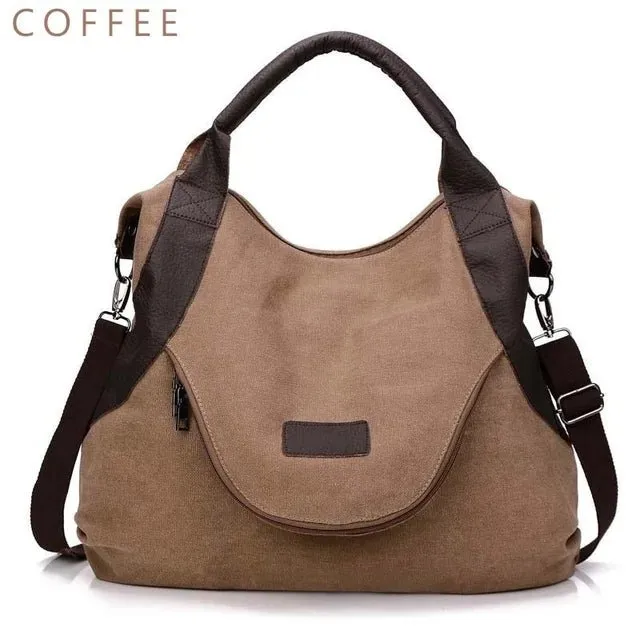 Brand Large Pocket Casual Tote Women's Handbag Shoulder Handbags Canvas Leather Capacity Bags For Women