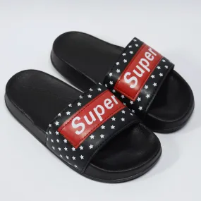 C1633 W-Mark Super Soft Red & Black with Black Sole Slippers