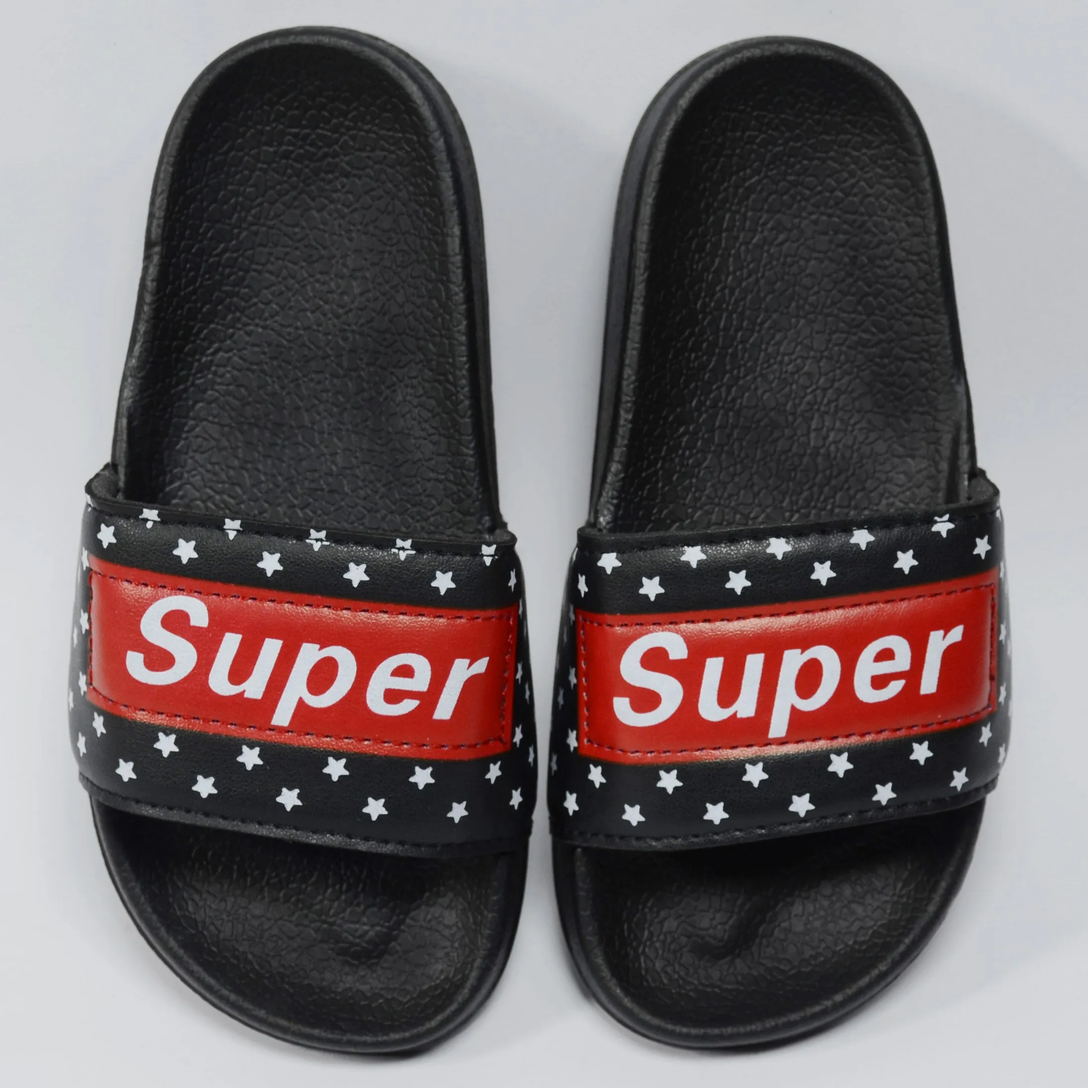 C1633 W-Mark Super Soft Red & Black with Black Sole Slippers