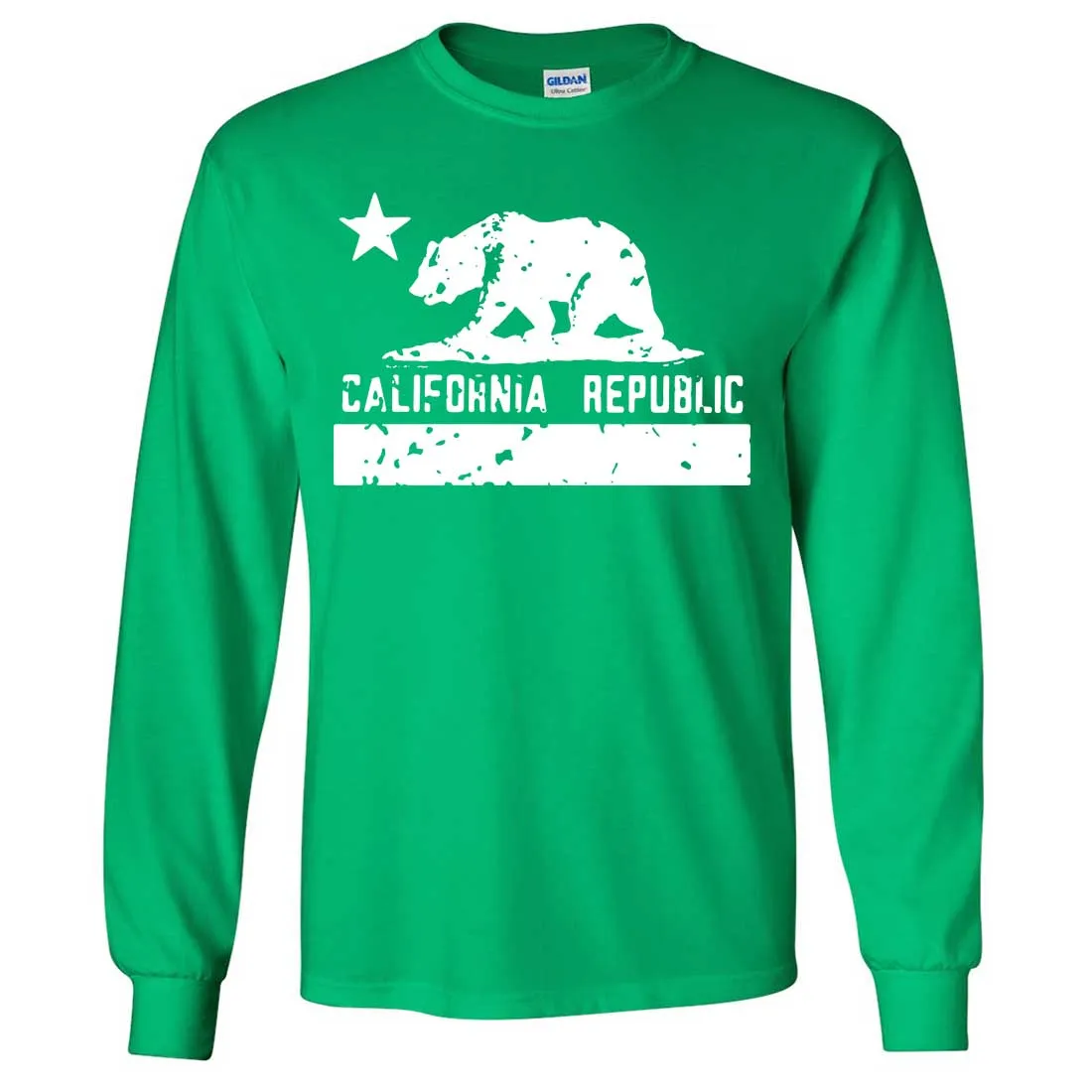 California Flag White Print Silhouette Long Sleeve Shirt