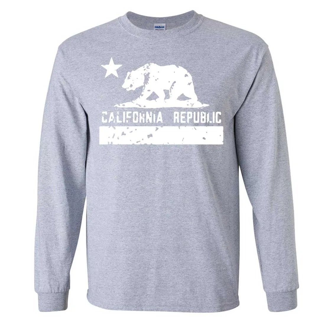 California Flag White Print Silhouette Long Sleeve Shirt