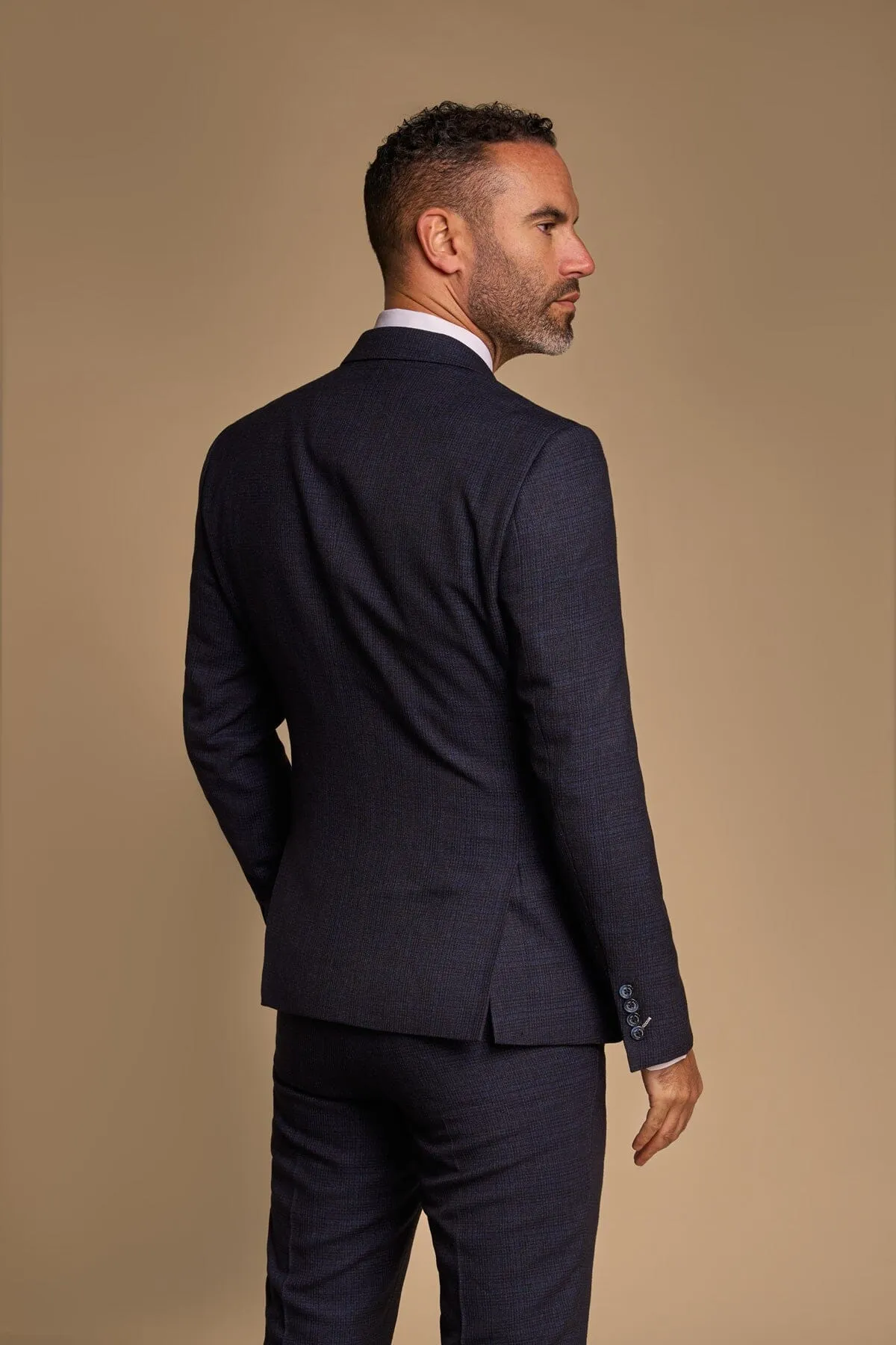 Caridi Navy Double-Breasted Jacket