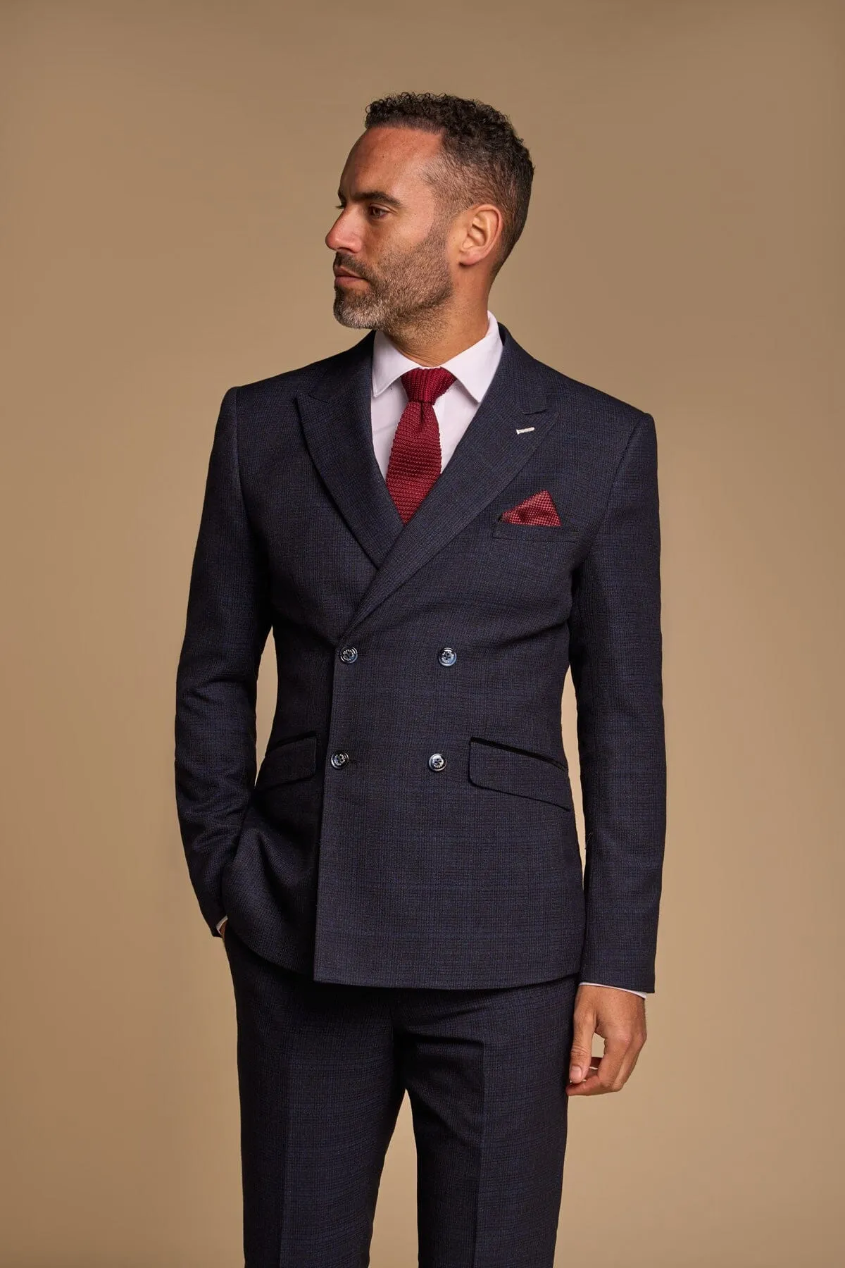 Caridi Navy Double-Breasted Jacket