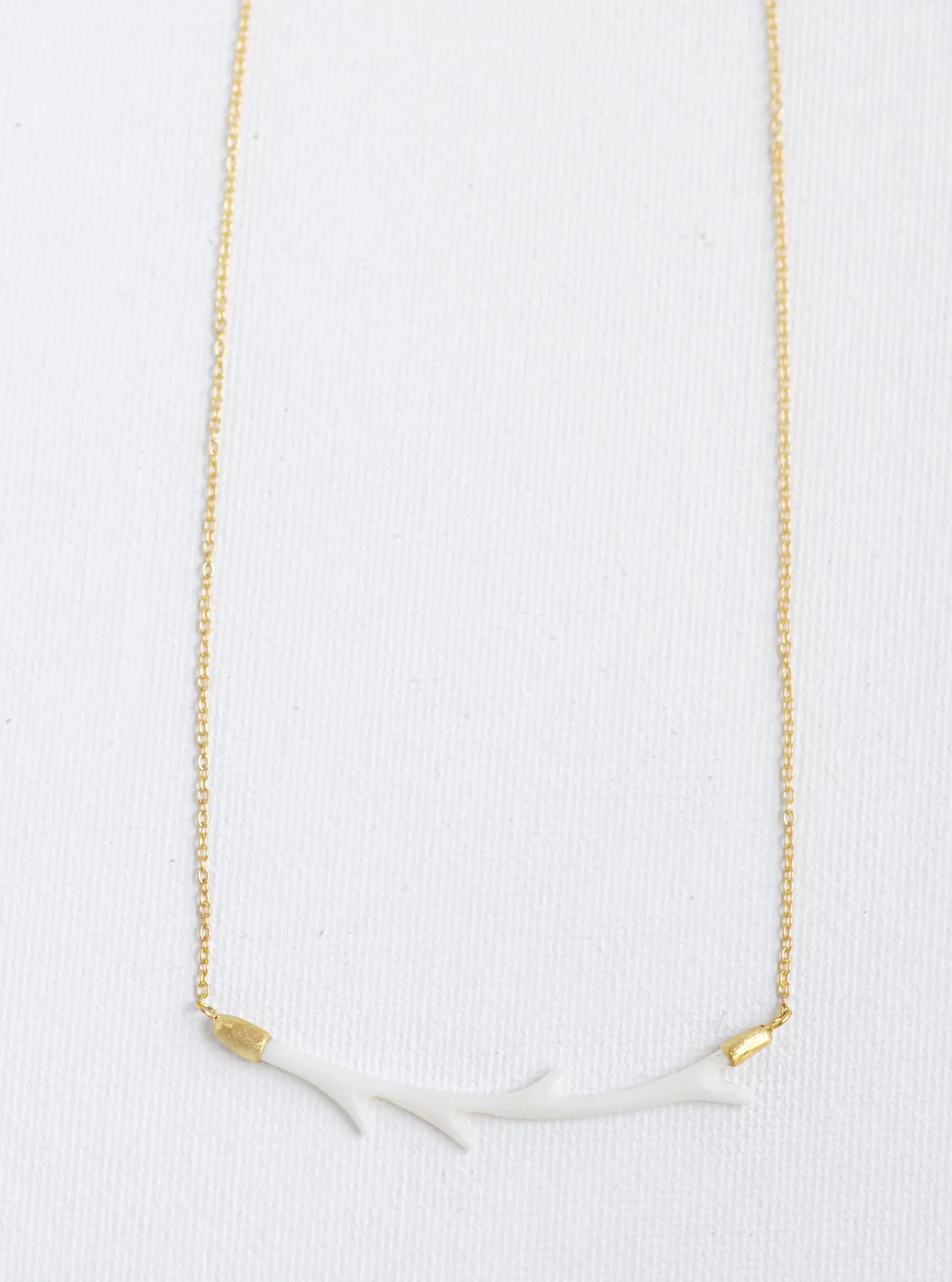 Carved Bone Branch Horizontal Bar Necklace