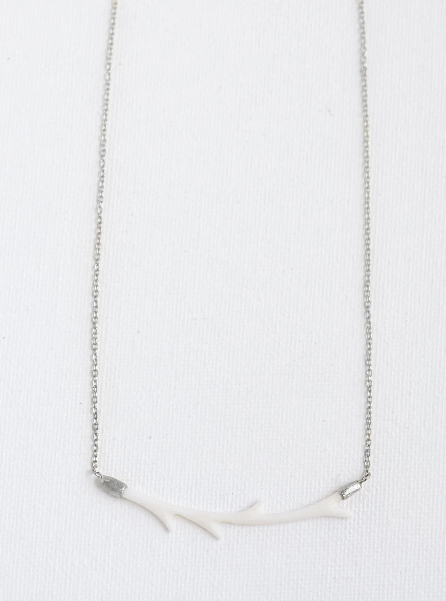 Carved Bone Branch Horizontal Bar Necklace