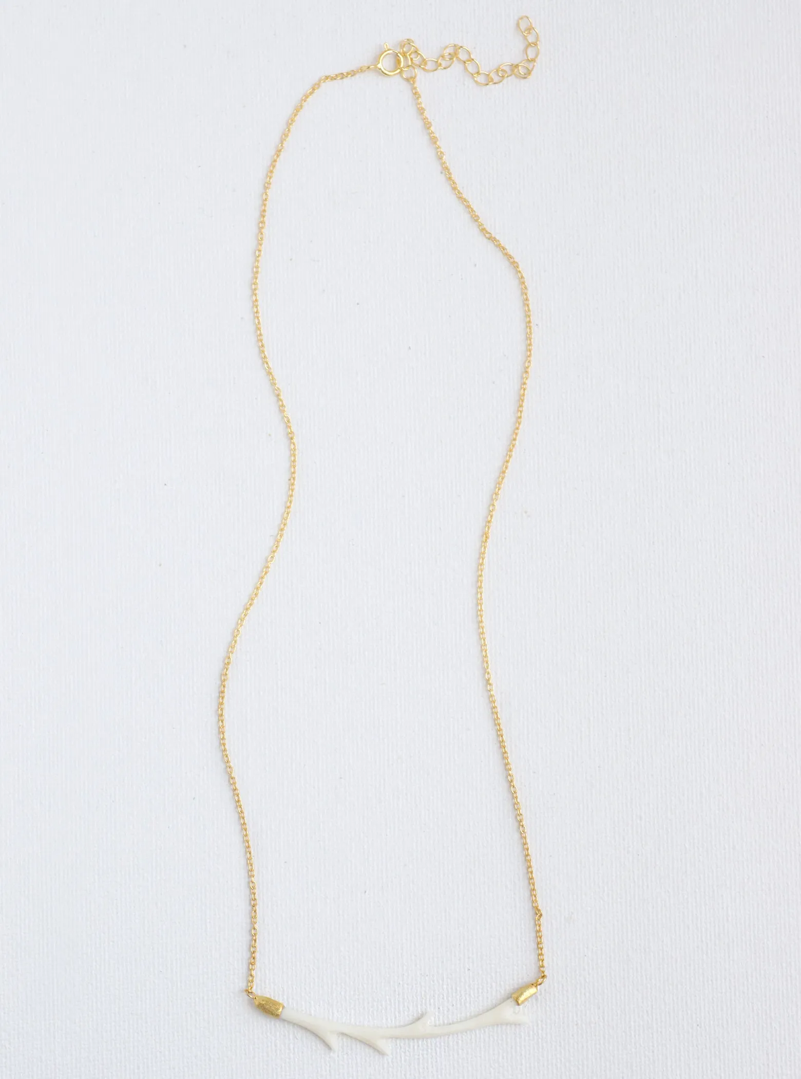 Carved Bone Branch Horizontal Bar Necklace