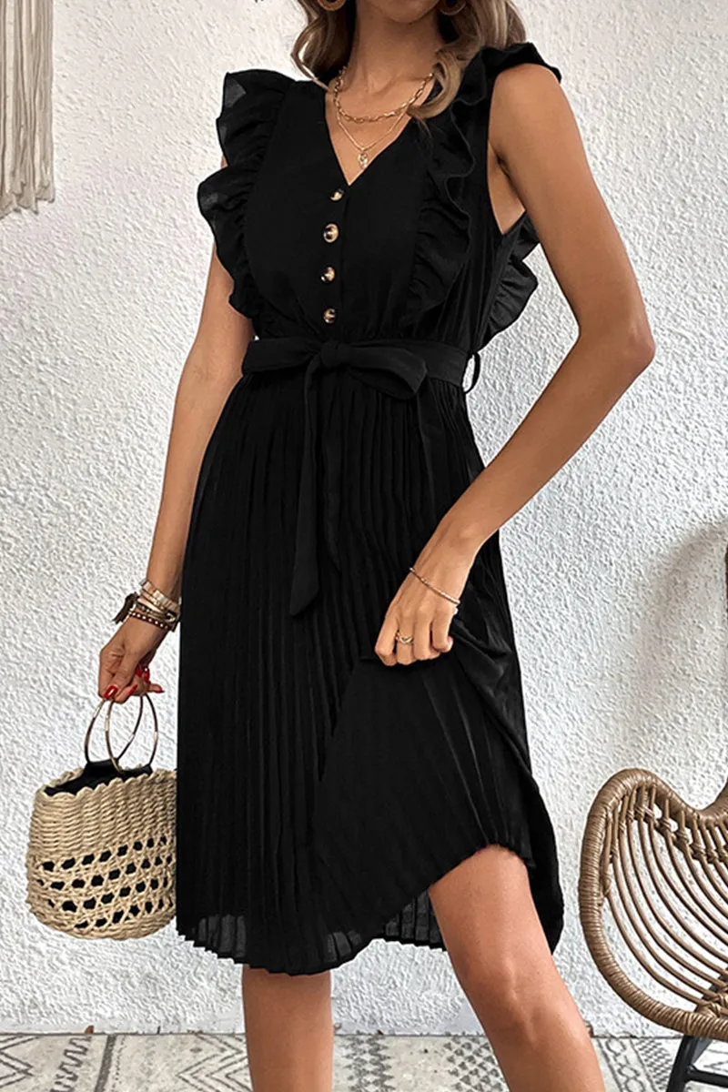 Casual Elegant Solid Frenulum V Neck A Line Dresses