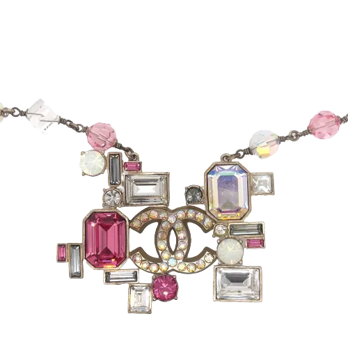 CHANEL - 05P Iridescent CC Crystal and Faux Pearl Mosaic Necklace