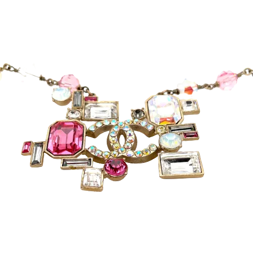 CHANEL - 05P Iridescent CC Crystal and Faux Pearl Mosaic Necklace