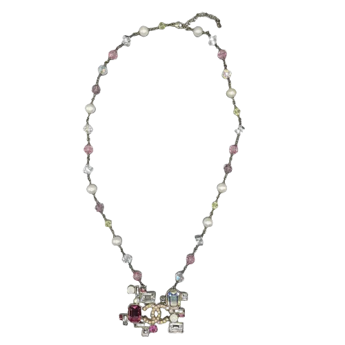 CHANEL - 05P Iridescent CC Crystal and Faux Pearl Mosaic Necklace