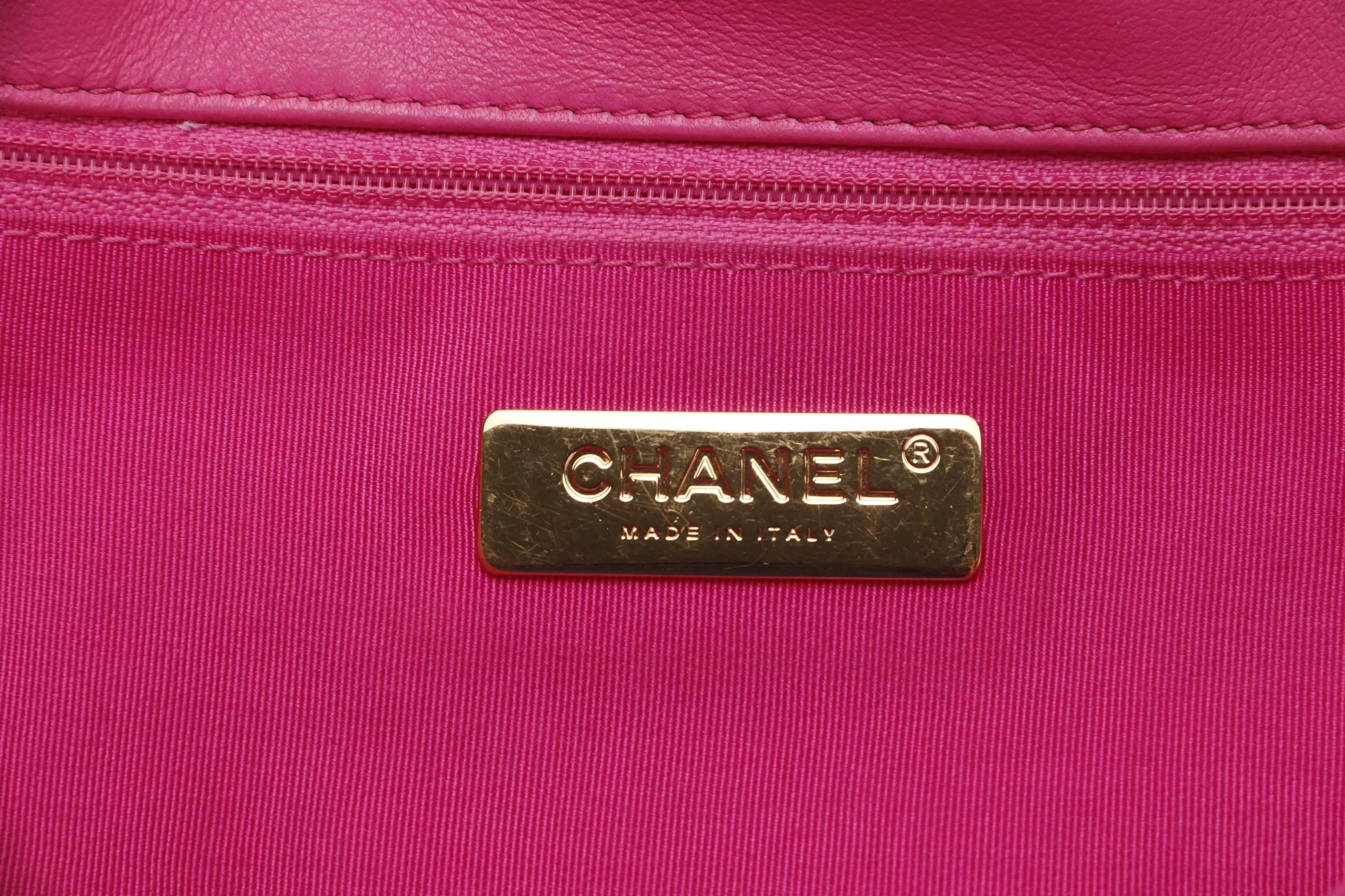 CHANEL 19 (3128xxxx) MAXI PINK LAMBSKIN MIXED HARDWARE, WITH DUST COVER & BOX, NO CARD