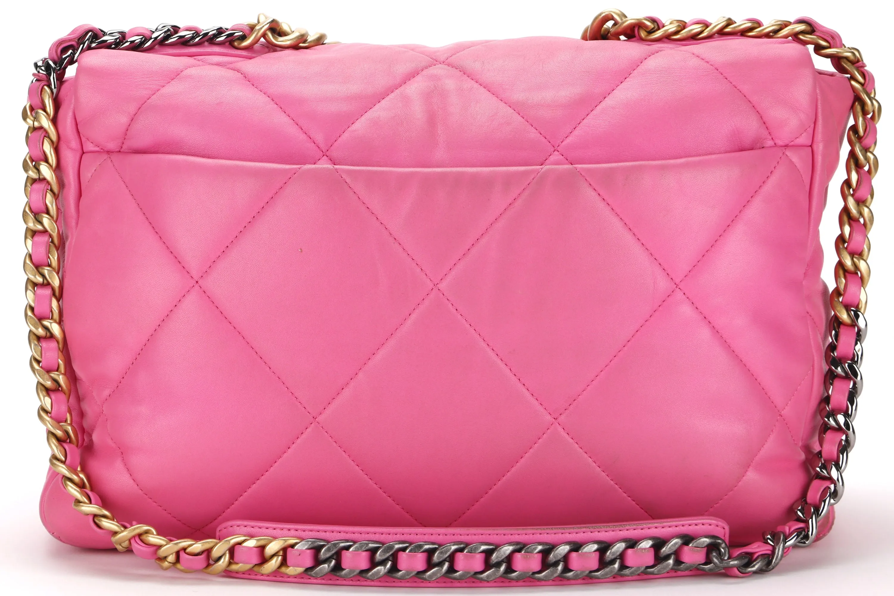 CHANEL 19 (3128xxxx) MAXI PINK LAMBSKIN MIXED HARDWARE, WITH DUST COVER & BOX, NO CARD