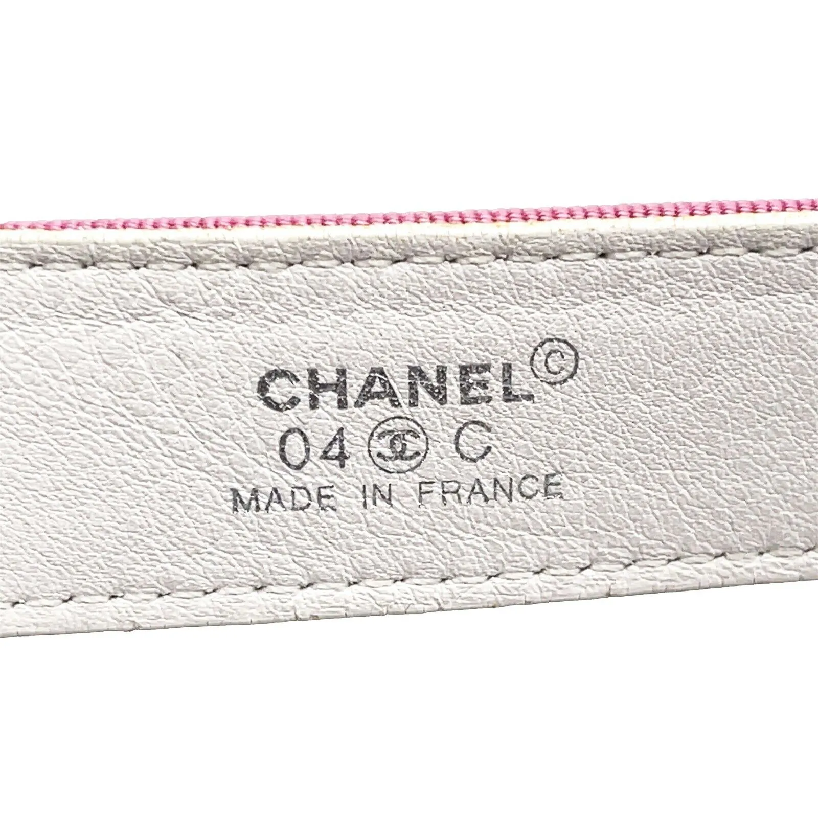 Chanel - 2004 Cruise Ivory and Grosgrain Belt - White / Pink / Green - 75/30