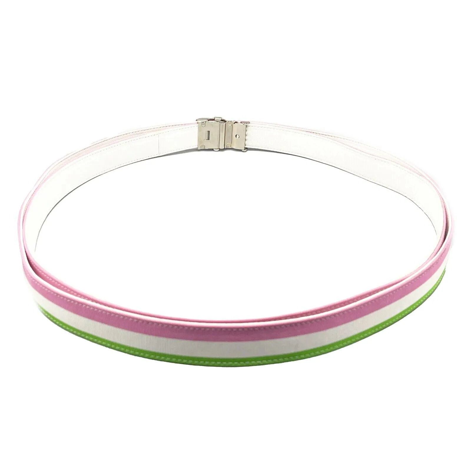 Chanel - 2004 Cruise Ivory and Grosgrain Belt - White / Pink / Green - 75/30