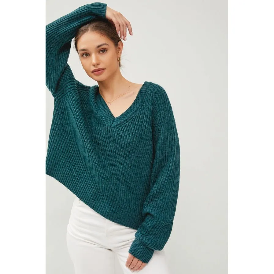 Chunky V Neck Sweater Top