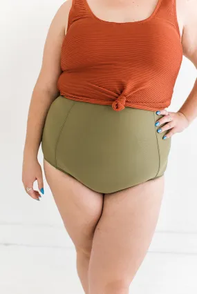 Classic High Waisted Bottoms in Olive L&K Exclusive - Size  XS, 2X, 3X Left