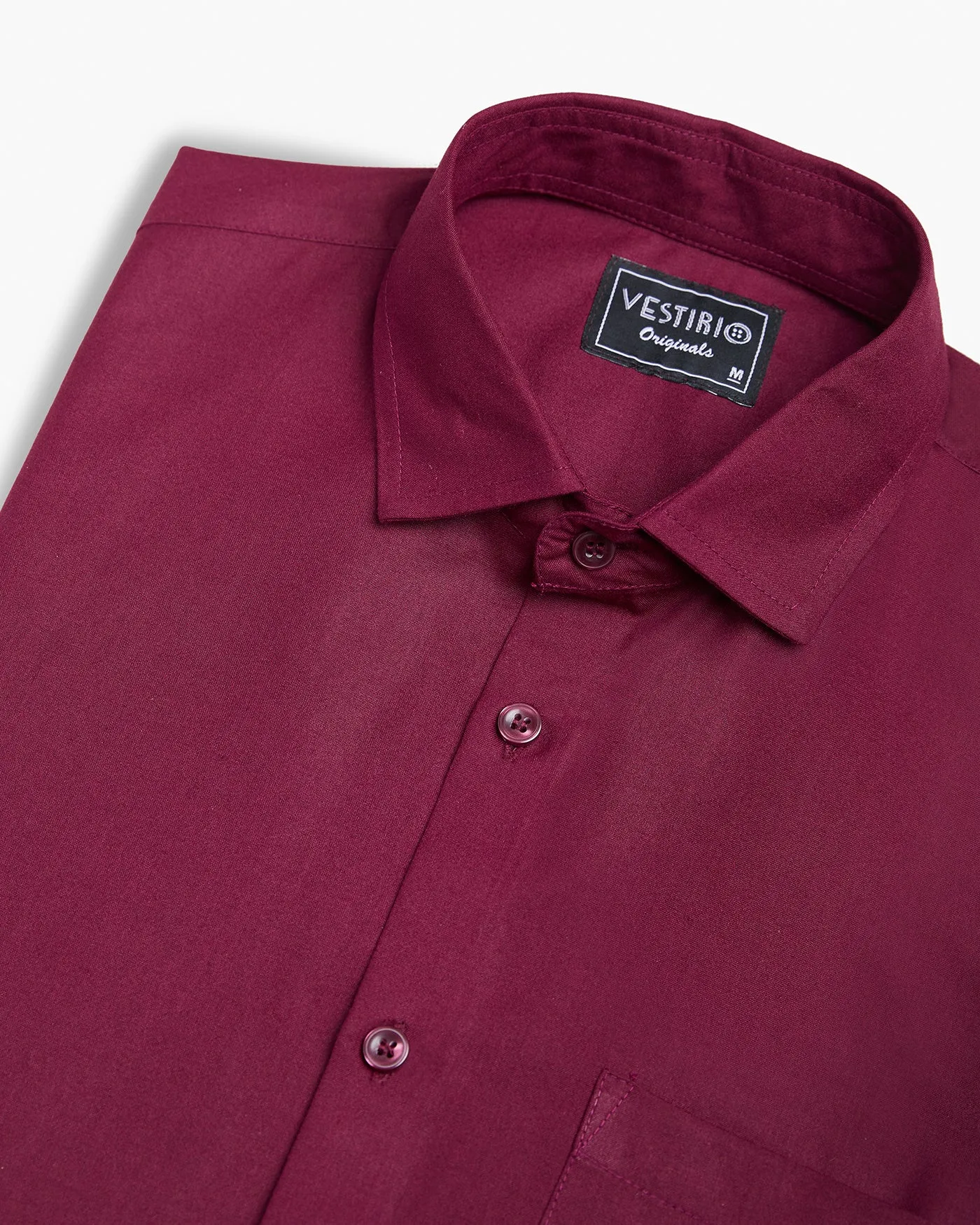 Classic Maroon Full Sleeve Plain Shirt For Men