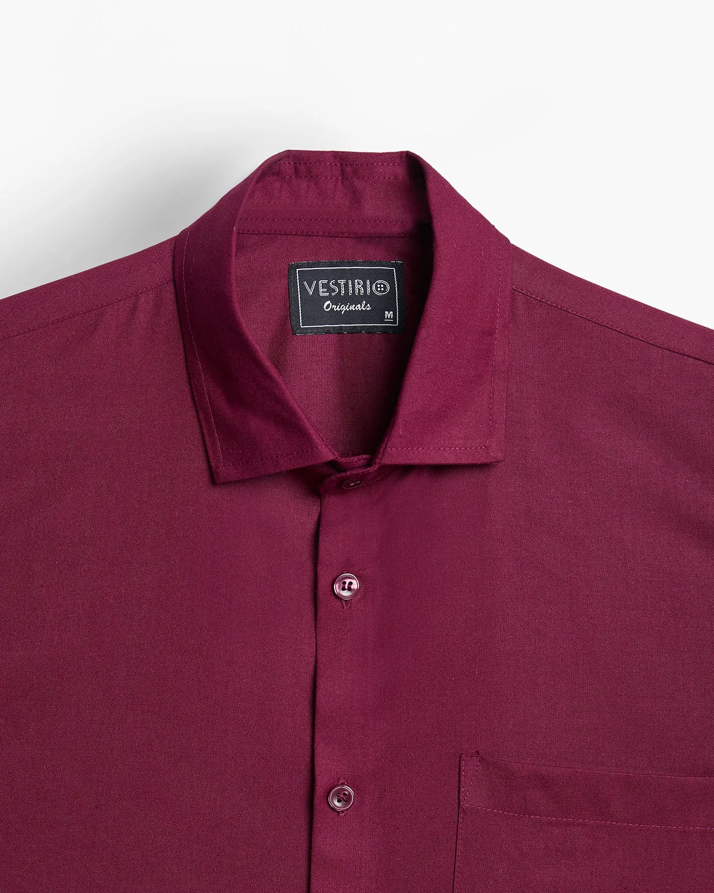 Classic Maroon Full Sleeve Plain Shirt For Men