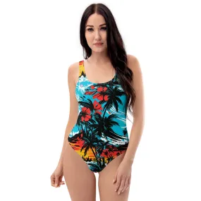 Coastal Chic: Women's Sunset Waves 001 One-Piece Swimsuit