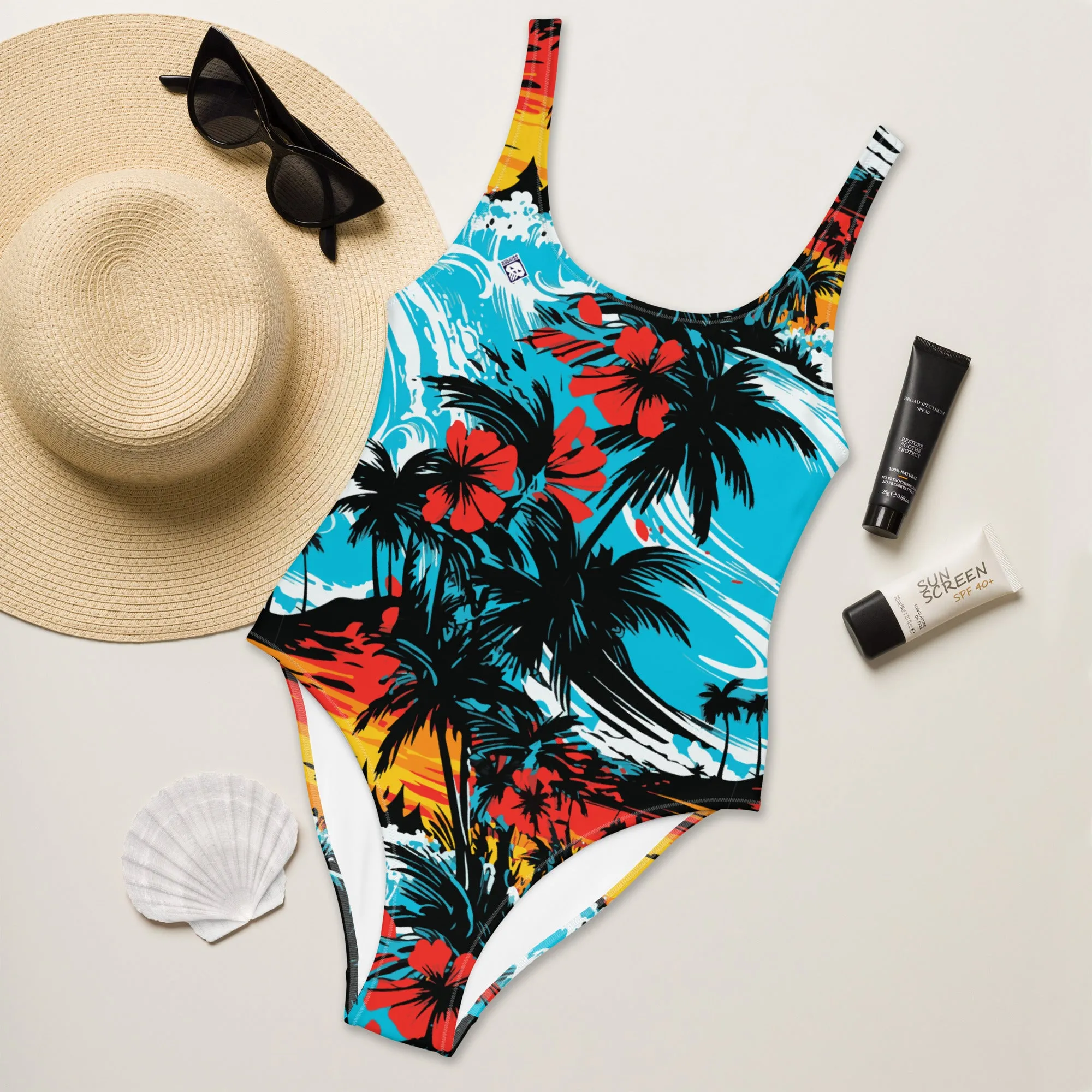 Coastal Chic: Women's Sunset Waves 001 One-Piece Swimsuit