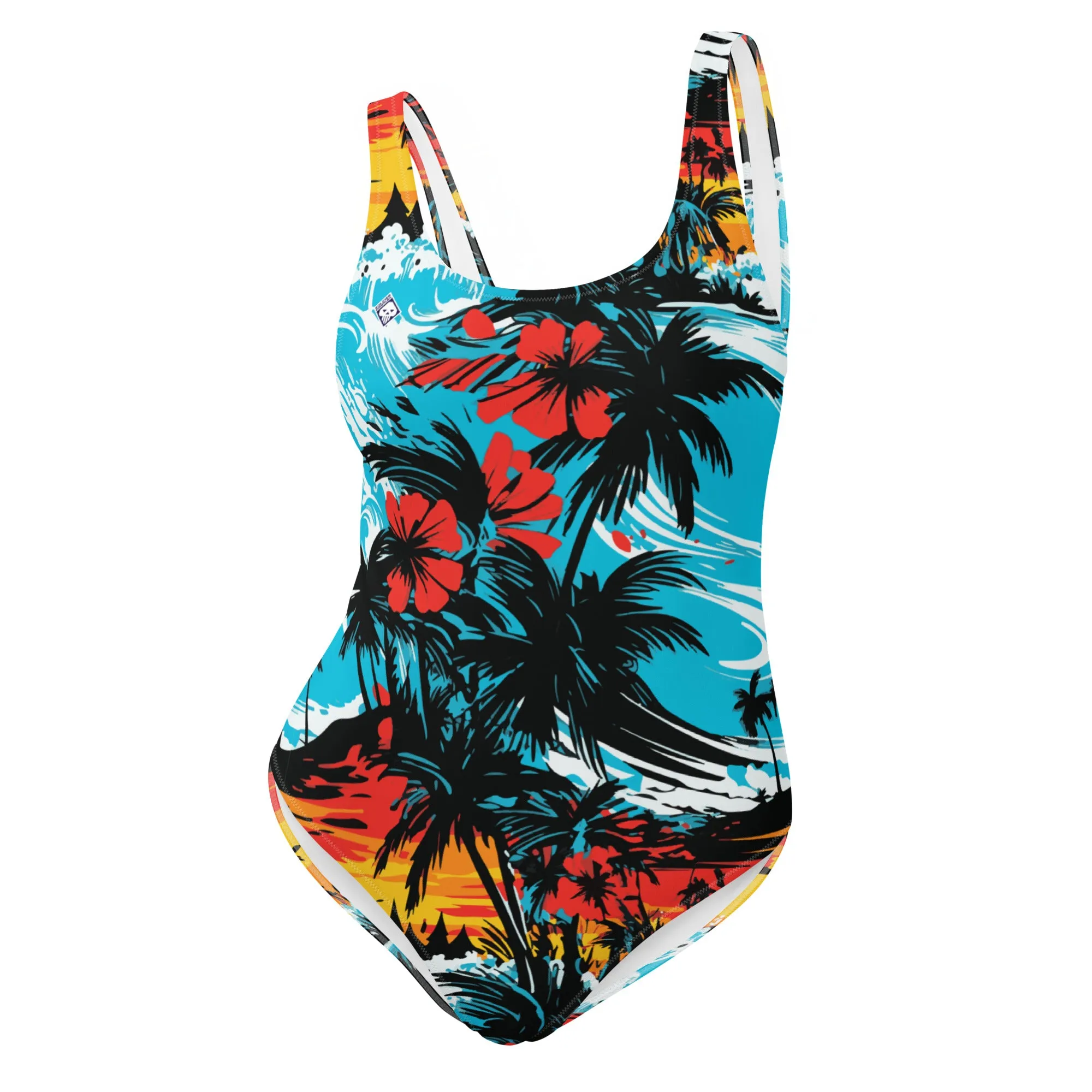 Coastal Chic: Women's Sunset Waves 001 One-Piece Swimsuit