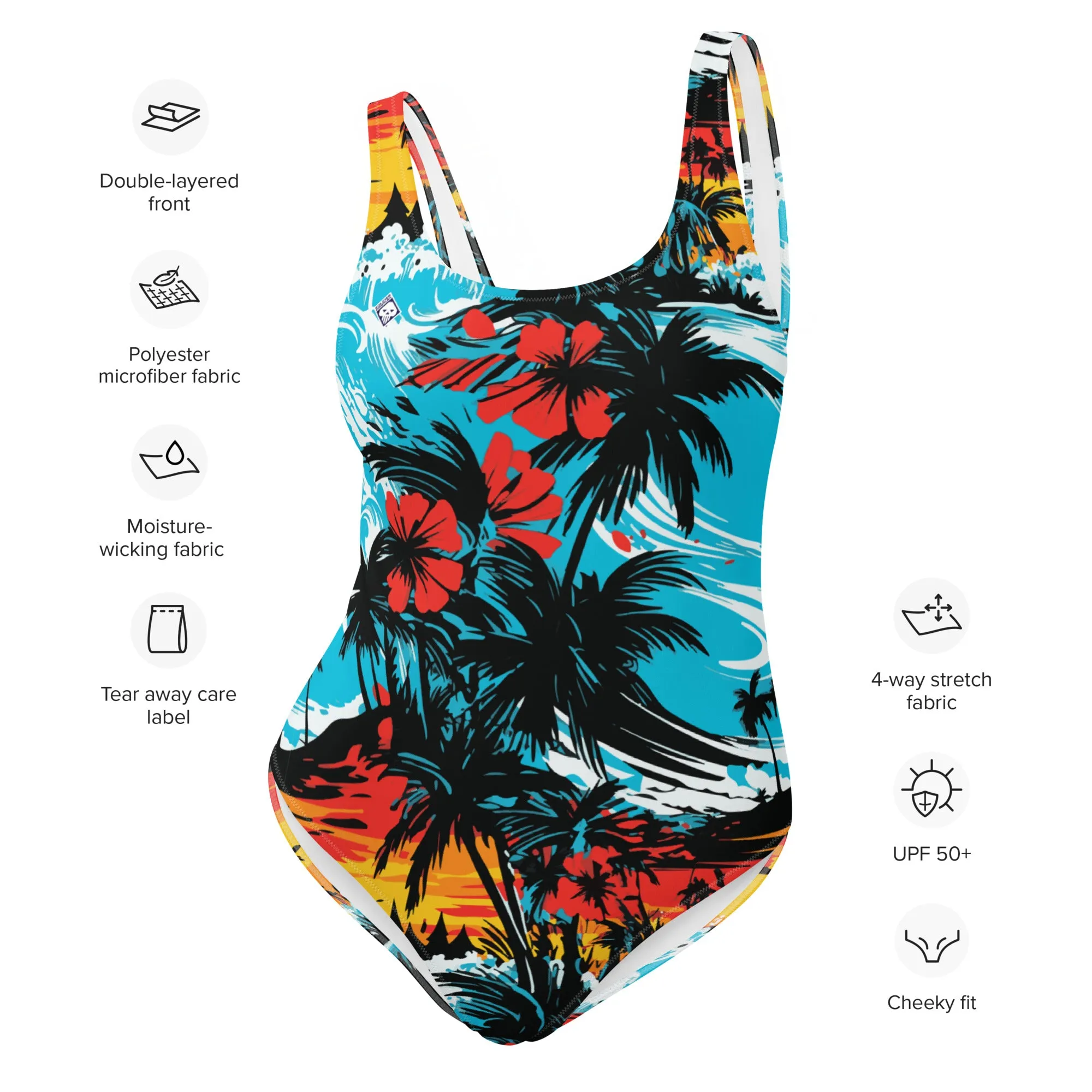 Coastal Chic: Women's Sunset Waves 001 One-Piece Swimsuit