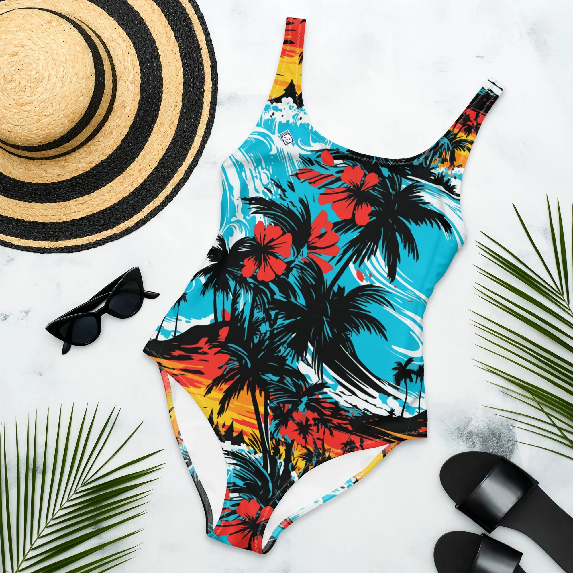 Coastal Chic: Women's Sunset Waves 001 One-Piece Swimsuit